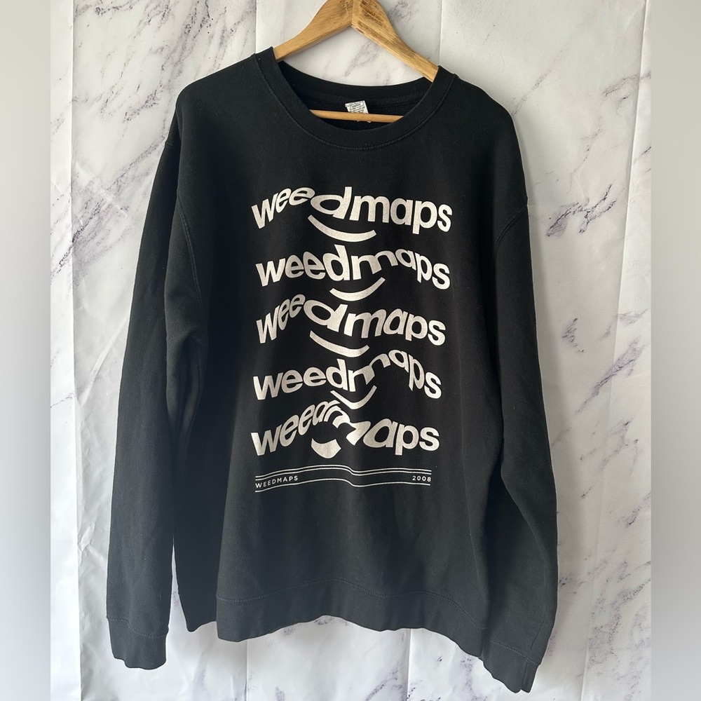 WEEDMAPS LOGO PRINT SWEATSHIRT BLACK/WHITE XL